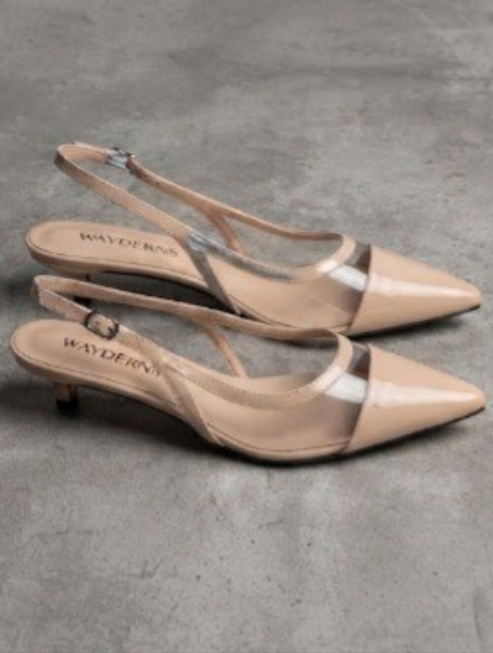 Wayderns. Beige Clear Slingback Kitten. Heel's Hight: 1.5". Size 9.